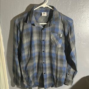 DC Blue and Gray Plaid Button Down Shirt